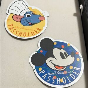 Disney Passholder Stickers with Mickey and Remy - Blue and Yellow
